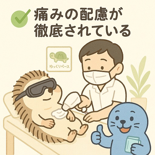 痛みの配慮が徹底されているのイラスト