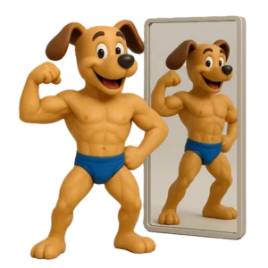 鏡の前でポーズ